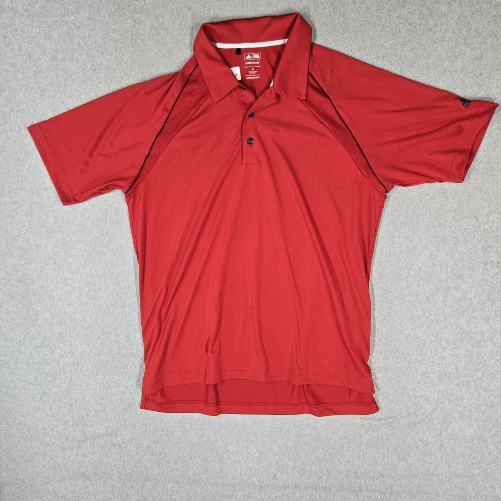 Adidas Men Polo M Red CLIMACOOL Activewear Logo Short Sleeve Breathable